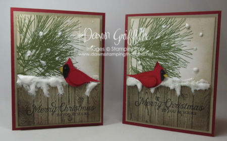 Merry Christmas Cardinal puffy paint Stampin'Up! Dawn Griffith