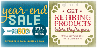 Year end sale and Holiday retirement list until january 4th, 2016 Dawn Griffith