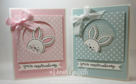 Pink Pirouette and Soft Sky Easter cards Friends & Flowers stamp set from Stampin'Up! Dawn Griffith Occasions catalog 2016