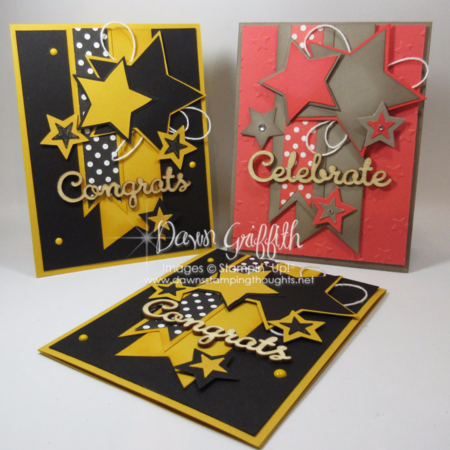 Star cards  with Stampin;'Up! Demonstrator Dawn Griffith Star Framelits  and Be The Star stamp set  from Stampin Up!  check out my blog for today's video