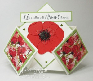 Painted Poppies~ Double Diamond Fold card
